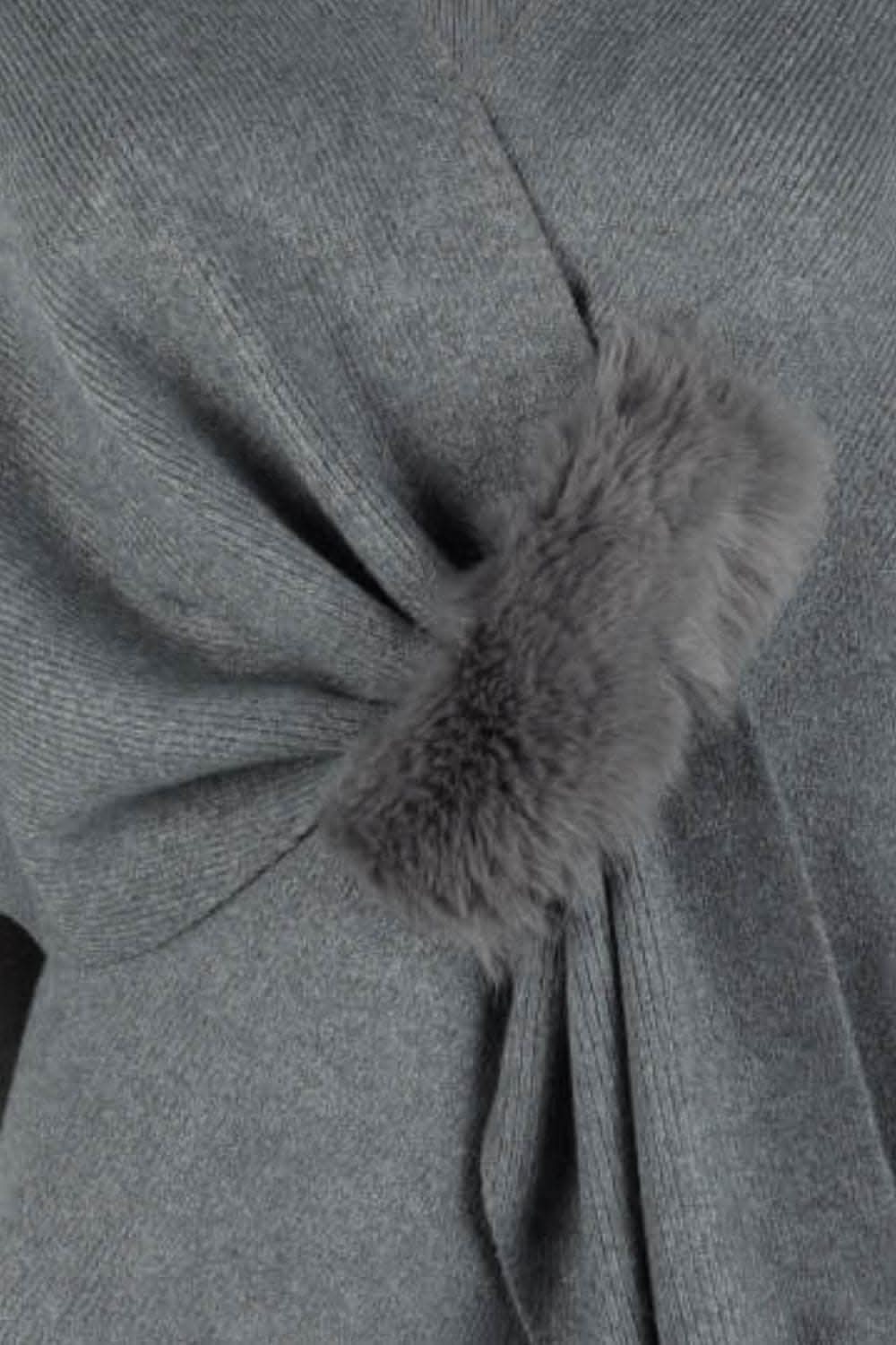 Chic poncho with pom-pom trim - Love Salve